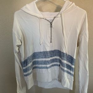 White with blue stripes hoodie shirt